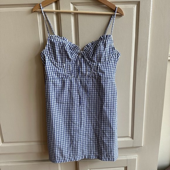 Urban Outfitters Dresses & Skirts - Urban Outfitters Blue & White Gingham Mini Dress Size L